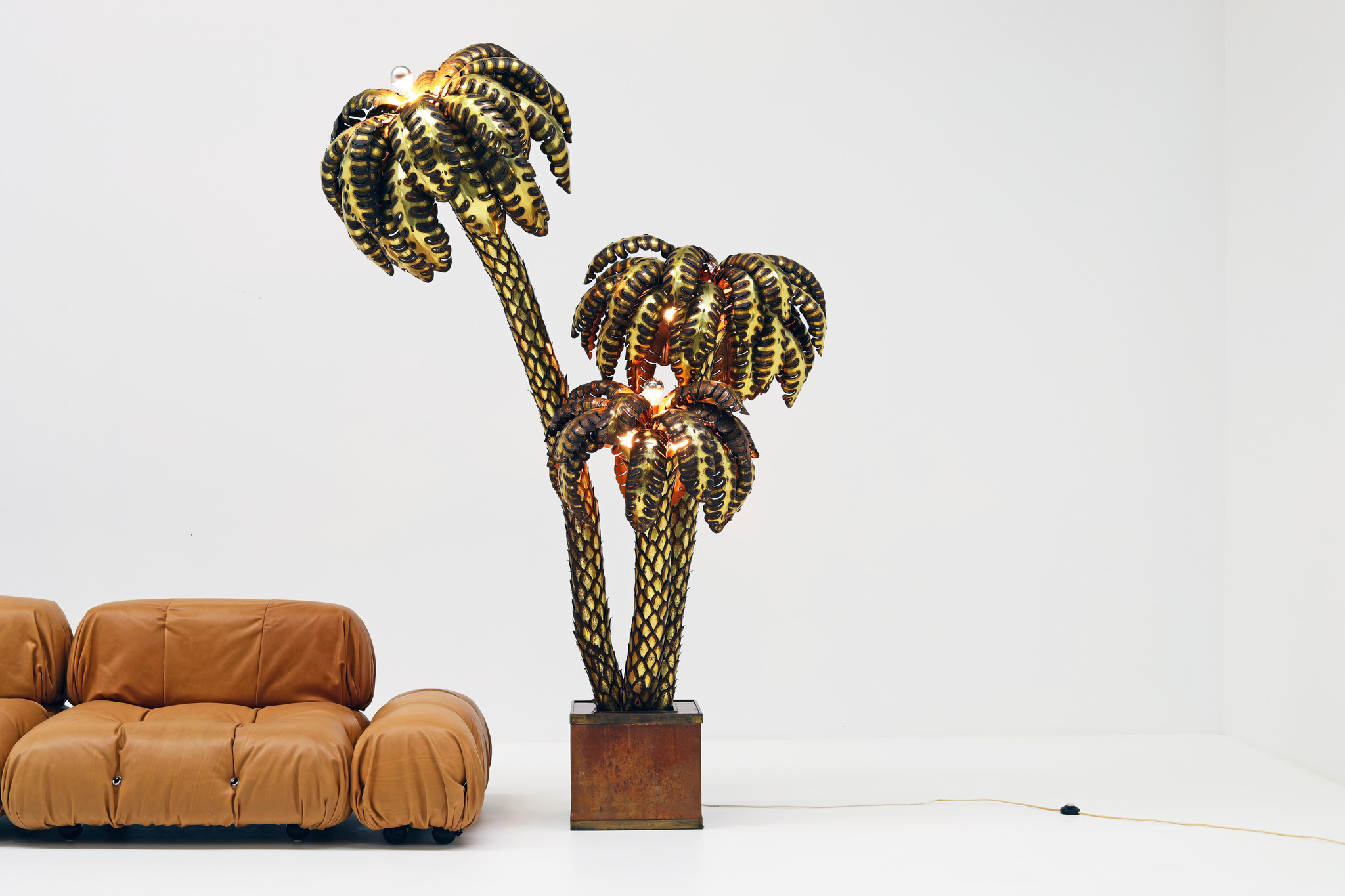 XXL Maison Jansen palm tree lamp