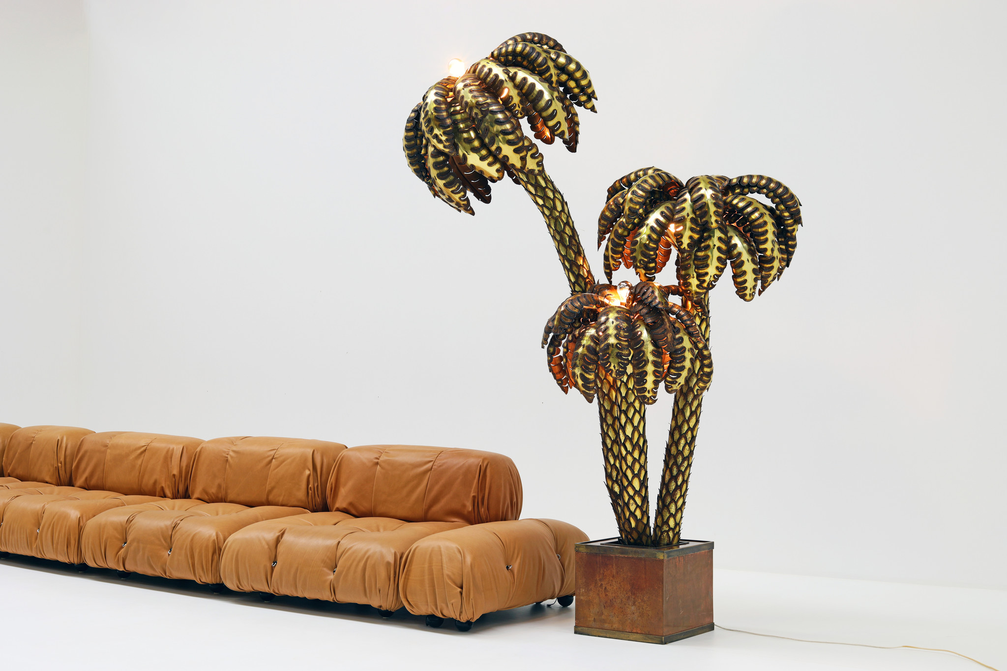 XXL Maison Jansen palm tree lamp