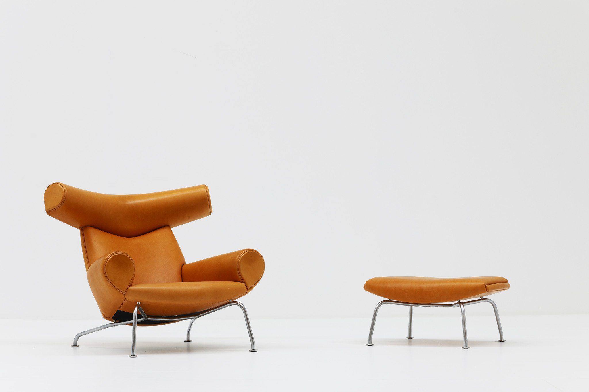 Ox Lounge Chair and Ottoman by Hans Wegner for Erik Jorgensen