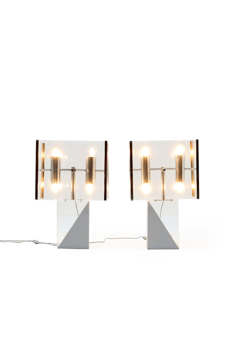 Pair of plexi table lamps