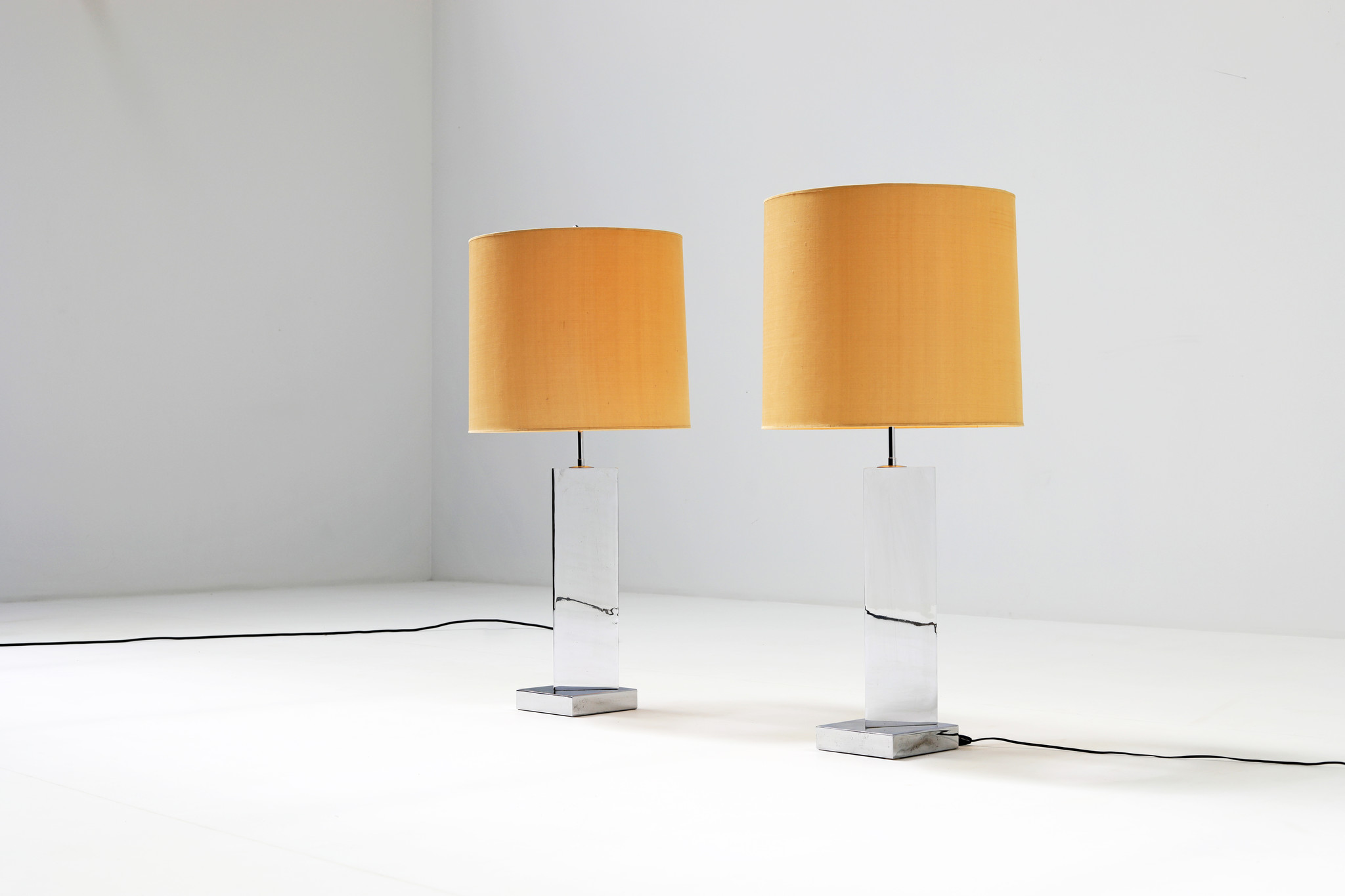 Couple XXL table lamps by Belgo Chrome, 1970's