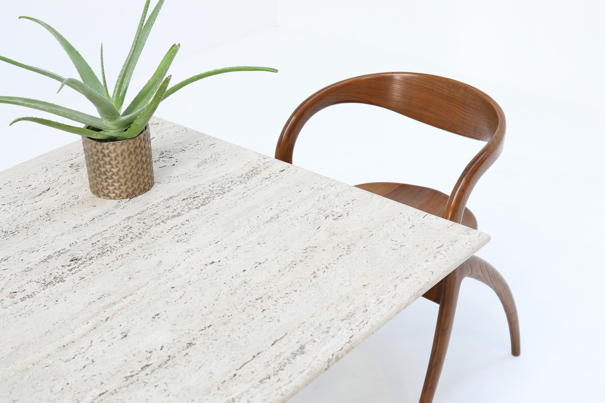 Vintage Travertine Dining Table, 1970s