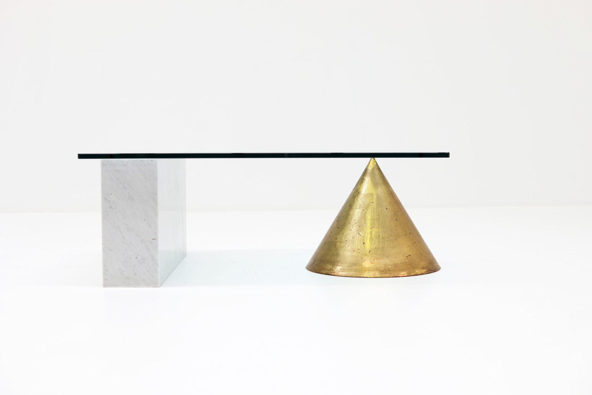 Vignelli marble & copper 'Kono' salontafel, 1970's