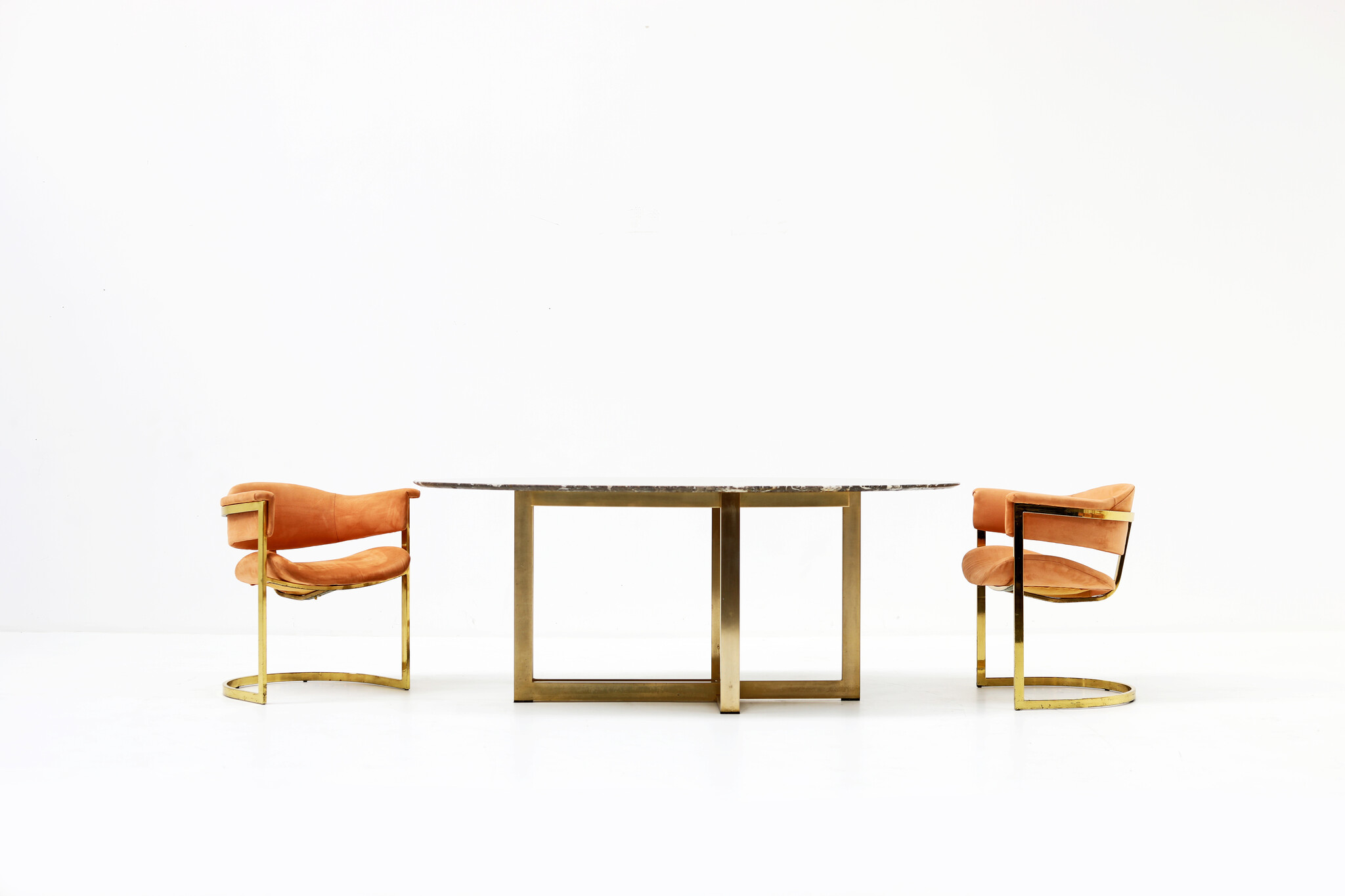 Table italienne en marbre marron, années 1970