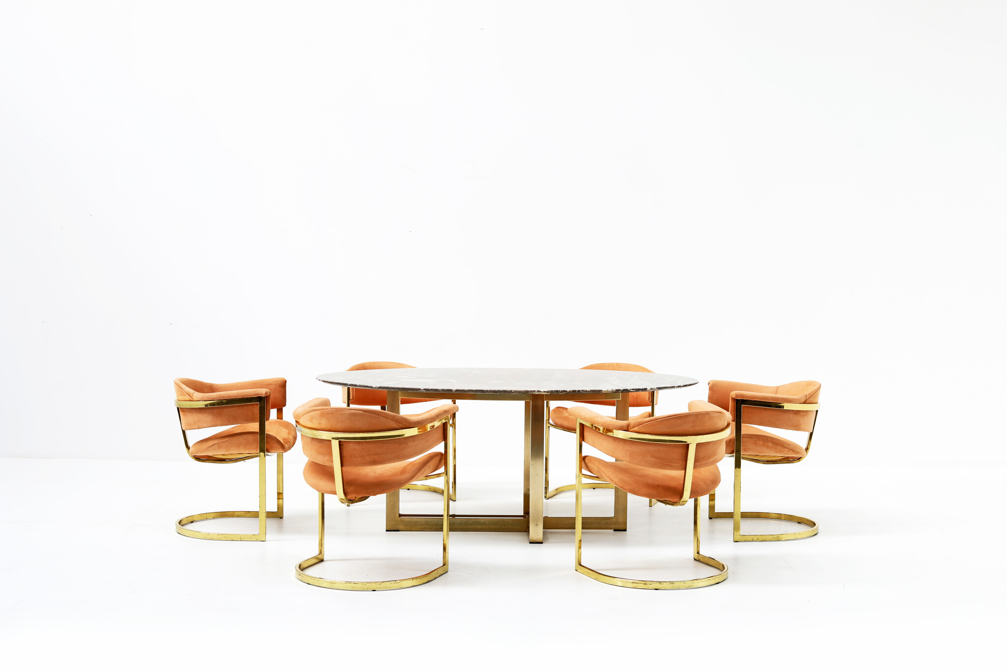 Table italienne en marbre marron, années 1970