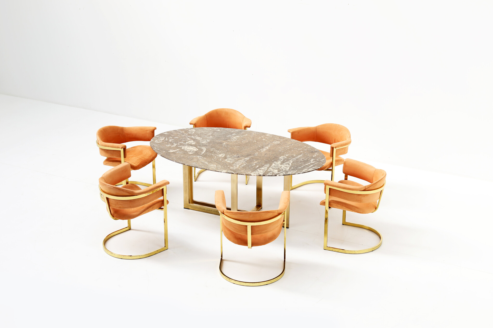 Table italienne en marbre marron, années 1970