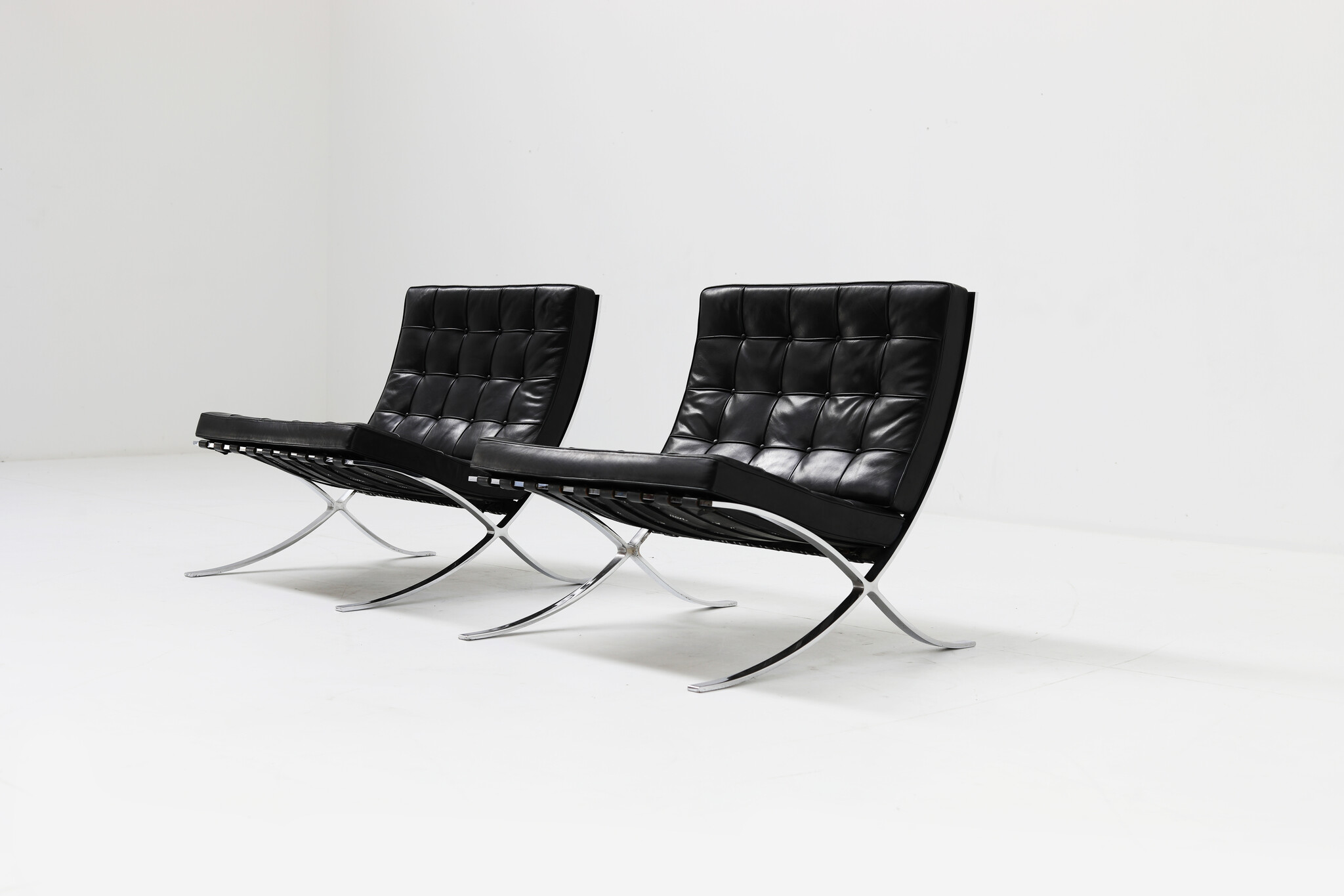 Pair of vintage Barcelona chairs by Ludwig Mies van der rohe