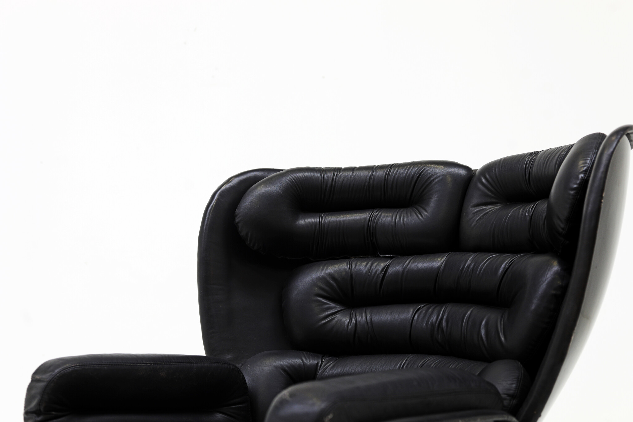 Zeldzame Full Black Edition Elda Chair ontworpen door Joe Colombo voor Comfort, 1963