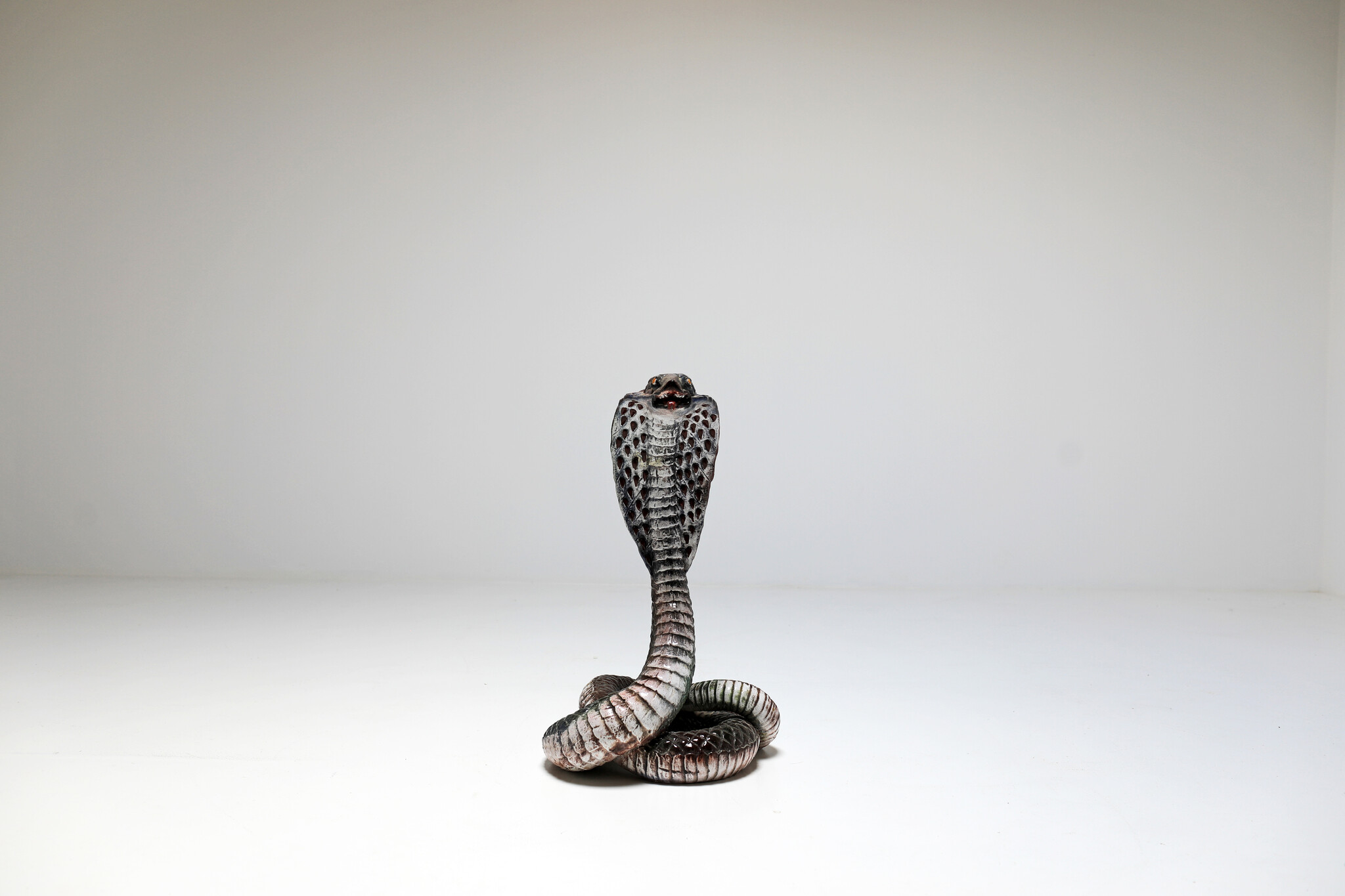 Italian ceramic Majolica Cobra snake, 1970's