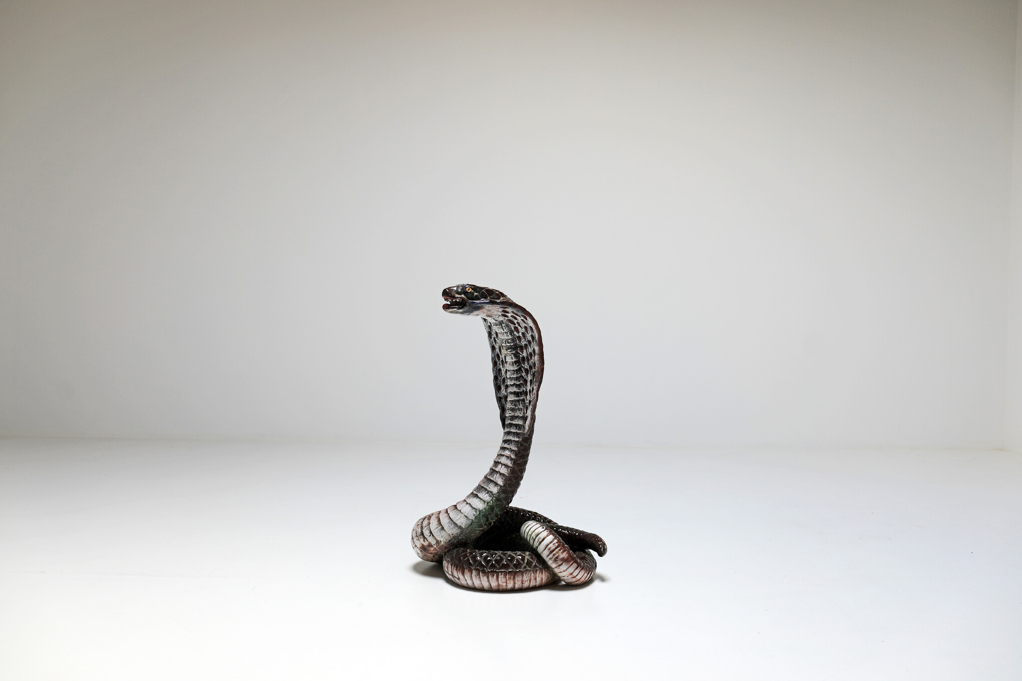 Italian ceramic Majolica Cobra snake, 1970's