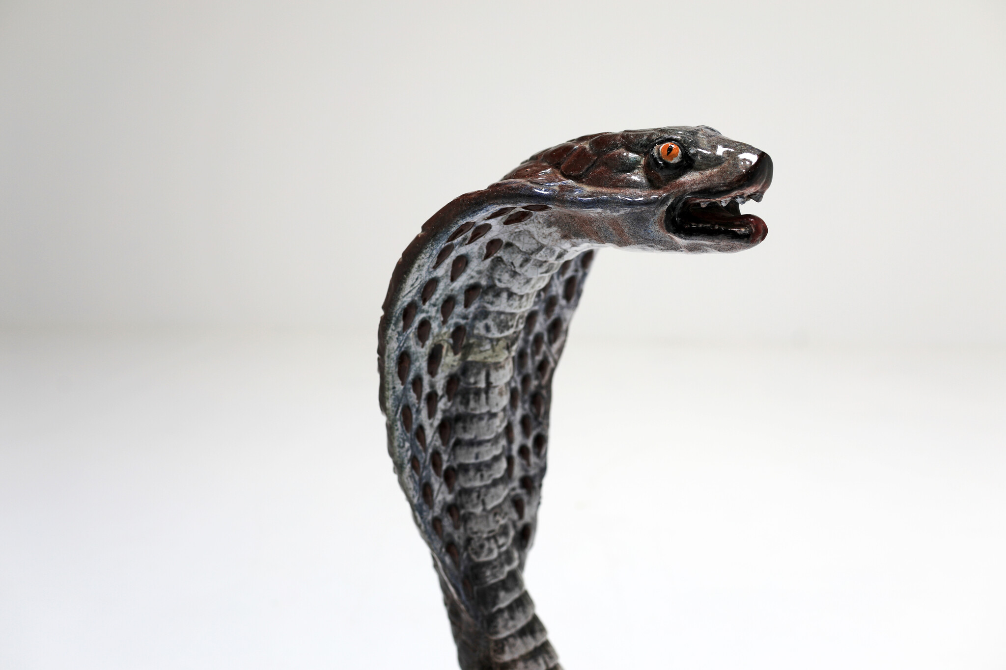 Italian ceramic Majolica Cobra snake, 1970's