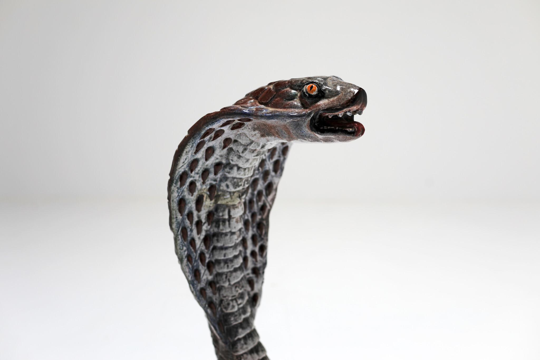 Italian ceramic Majolica Cobra snake, 1970's