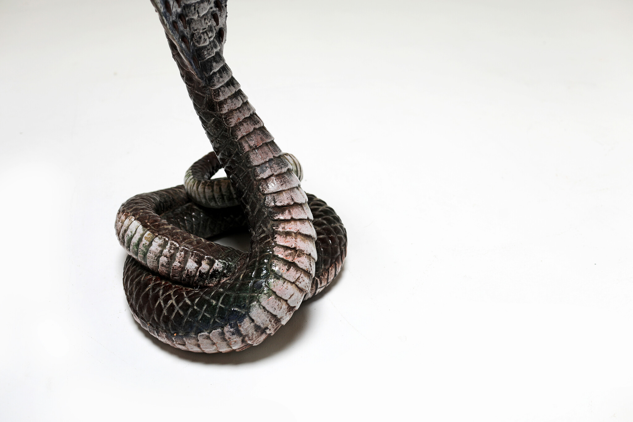 Italian ceramic Majolica Cobra snake, 1970's