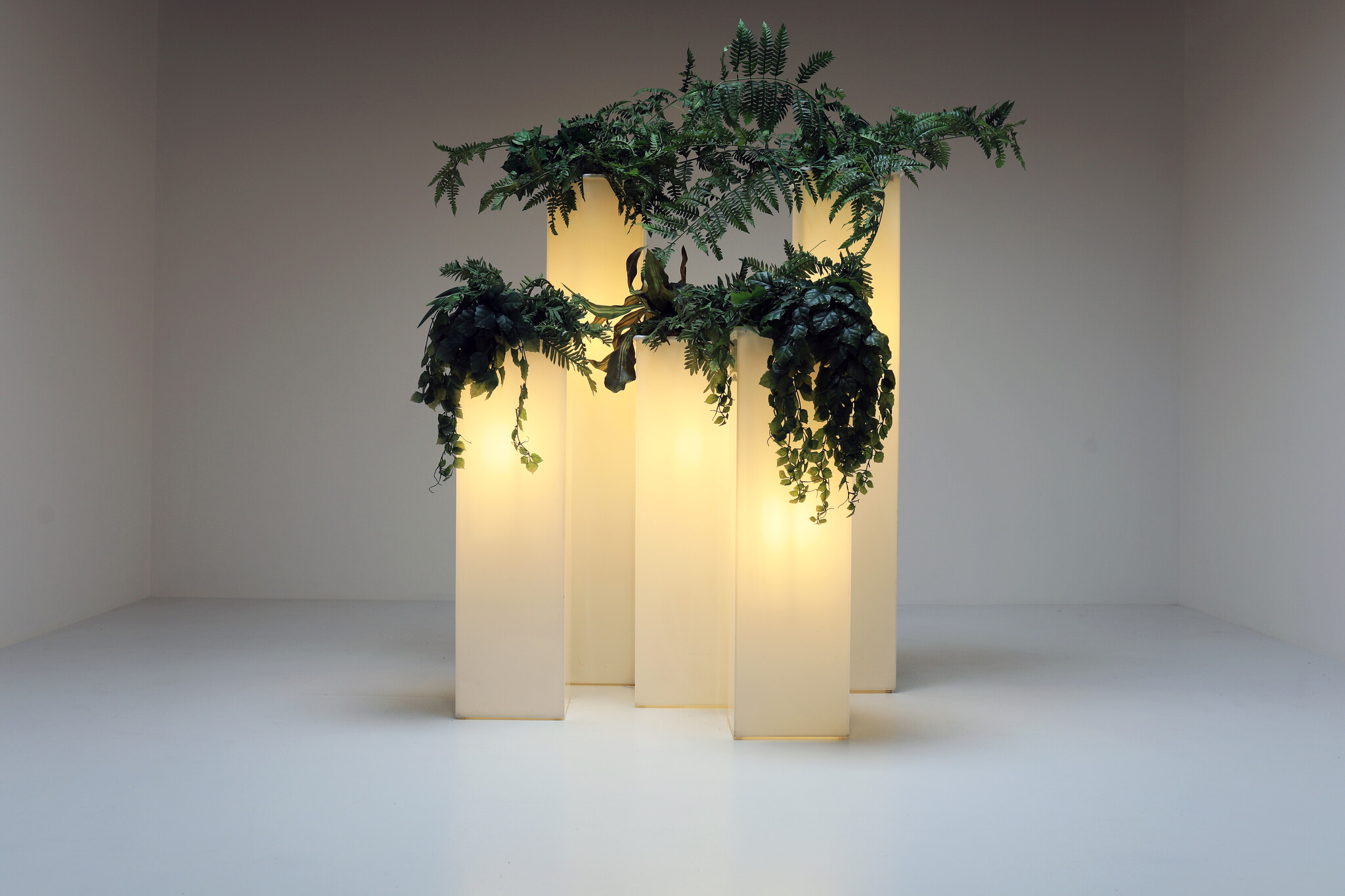 Set of illuminated plant stands by Paul Jansen, 1970's