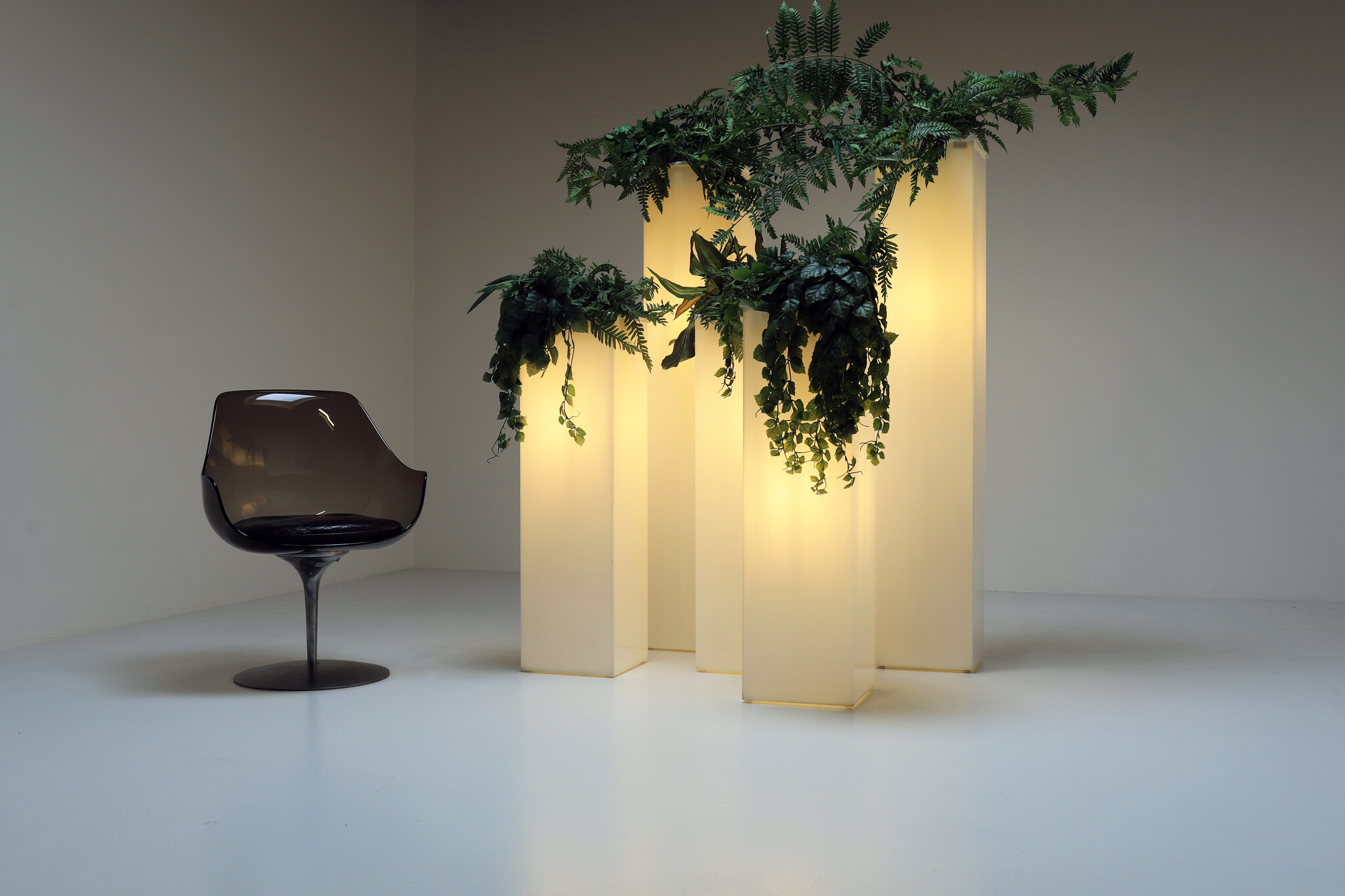 Set of illuminated plant stands by Paul Jansen, 1970's