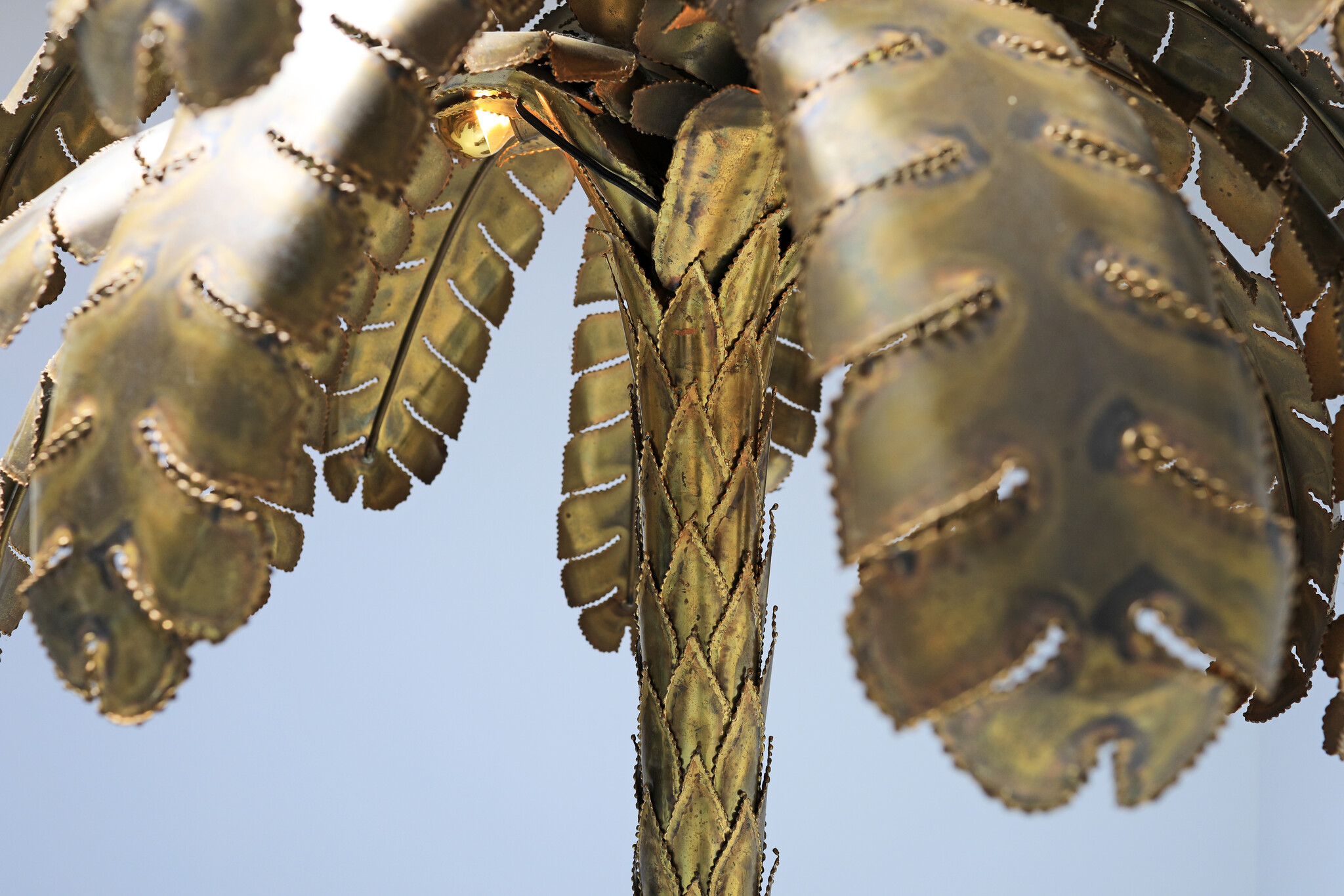 Large Maison Jansen palm tree lamp, 1970's