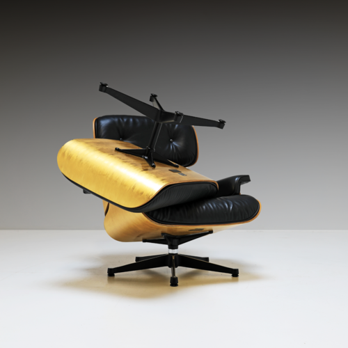 Golden Eames lounge chair & ottoman