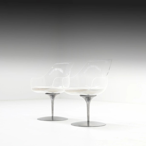 Formes Nouvelles Set of Champagne chairs, 1962