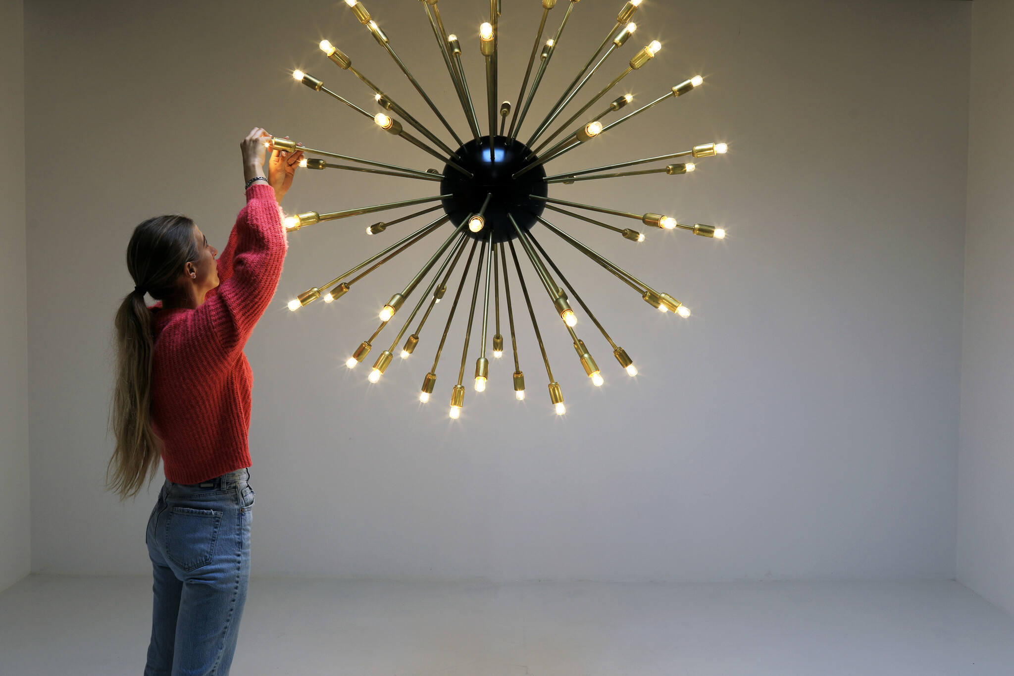 Extra large brass Sputnik chandelier