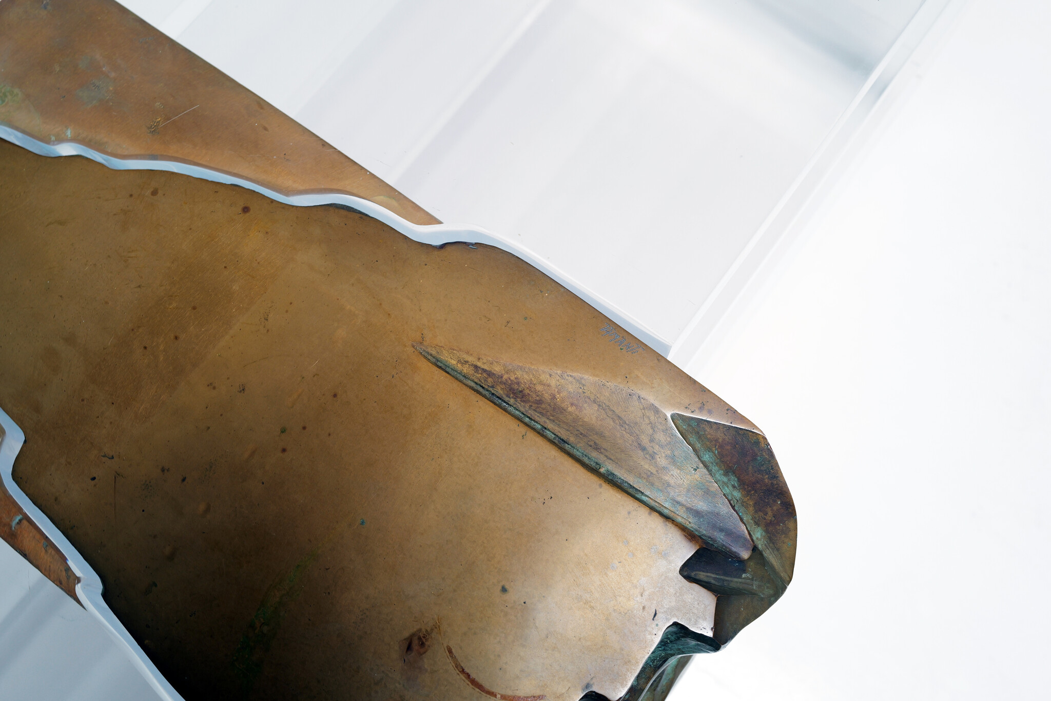 Plexiglass console with bronze male torso by Massimo Papiri for Tamanti, 1970's