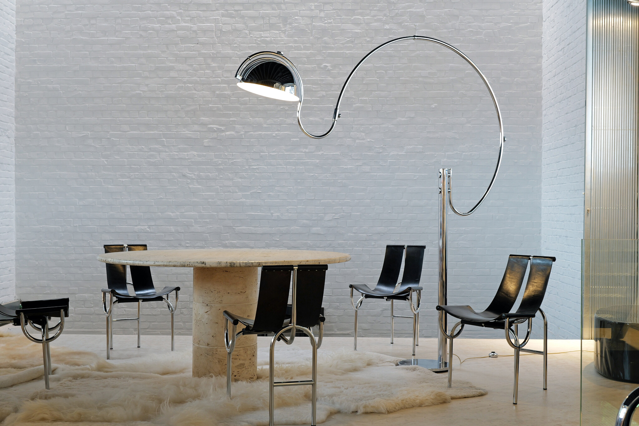 Lampe à arc chromée, années 1970