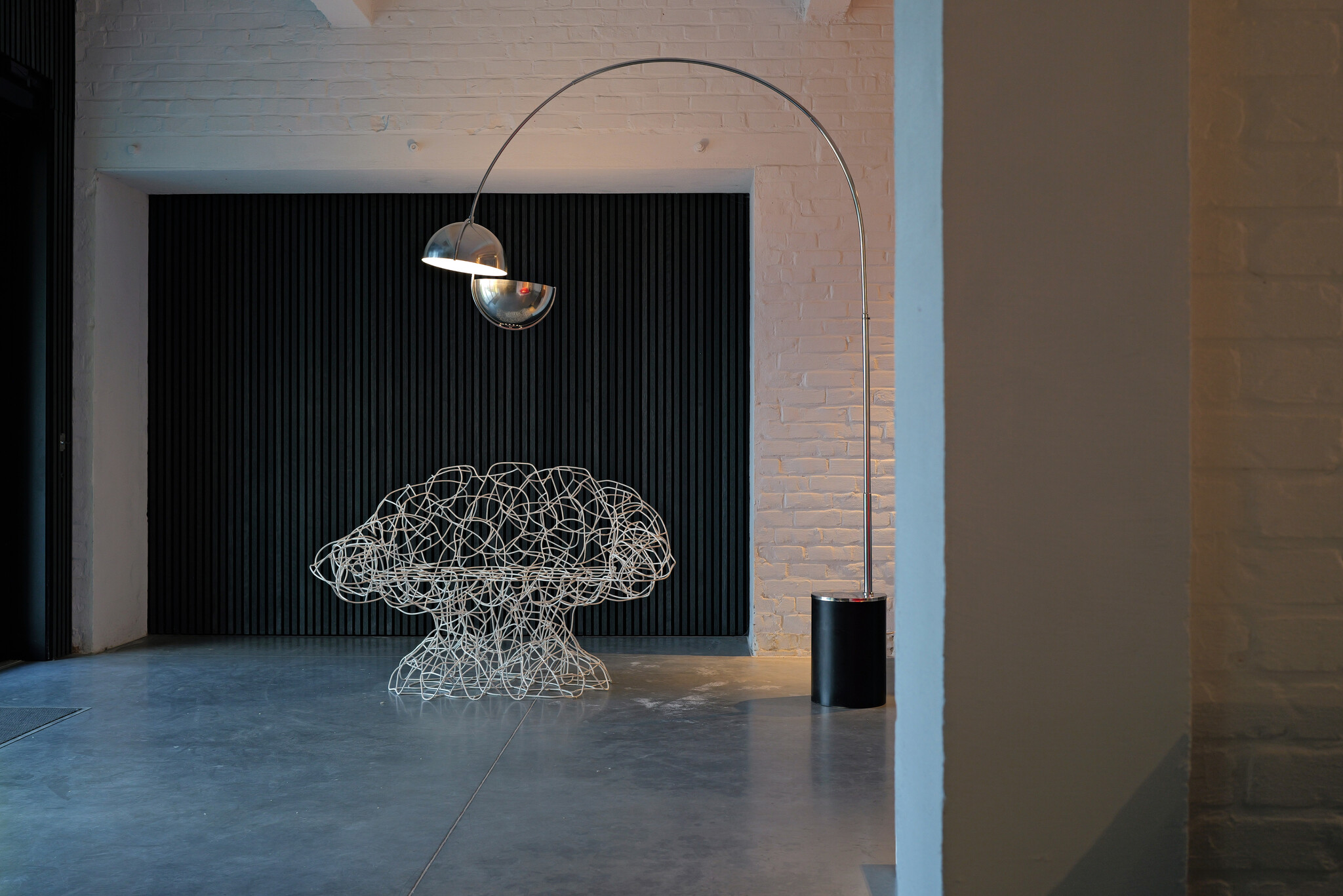 Lampe à arc italienne chromée, années 1970