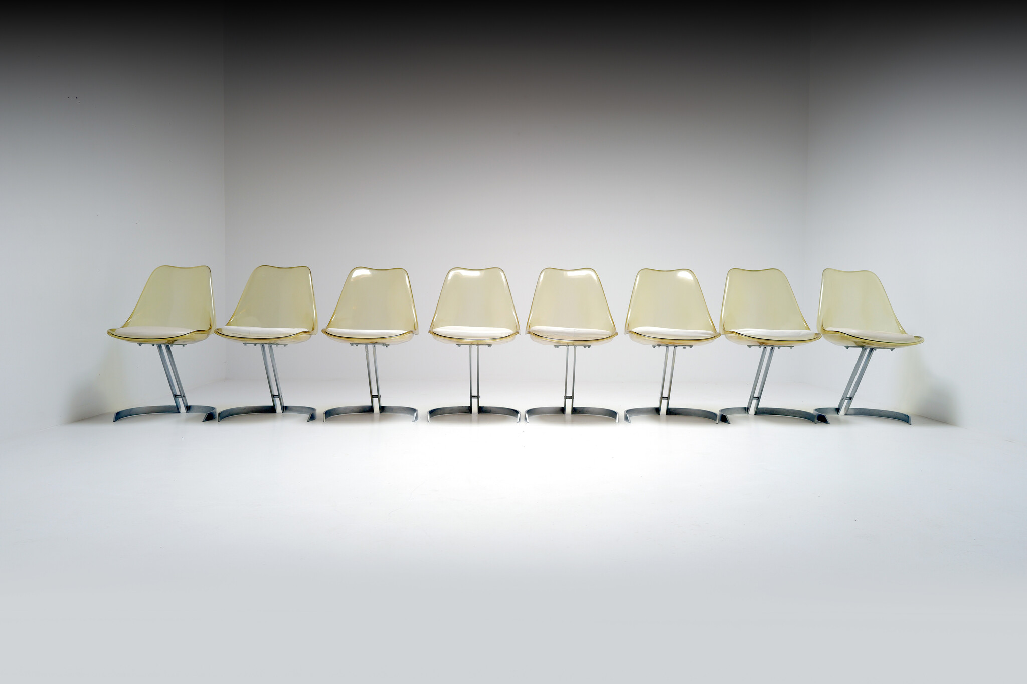 Stoelen acrylglas en chroom van Eurosteel, jaren 70