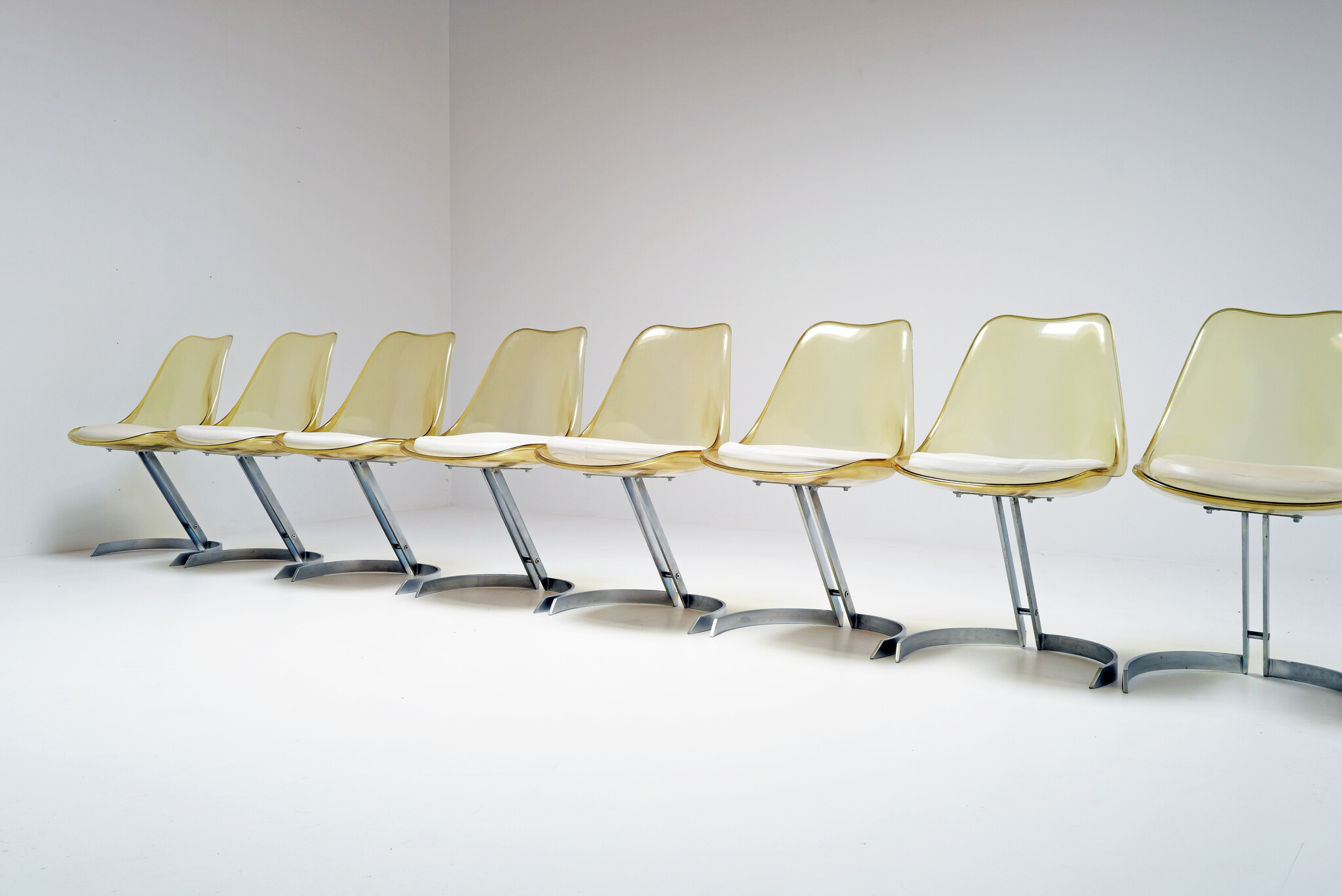 Stoelen acrylglas en chroom van Eurosteel, jaren 70