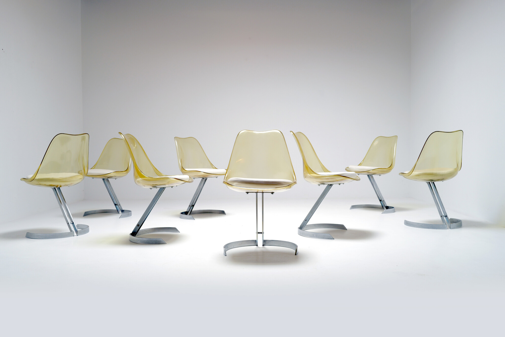 Stoelen acrylglas en chroom van Eurosteel, jaren 70