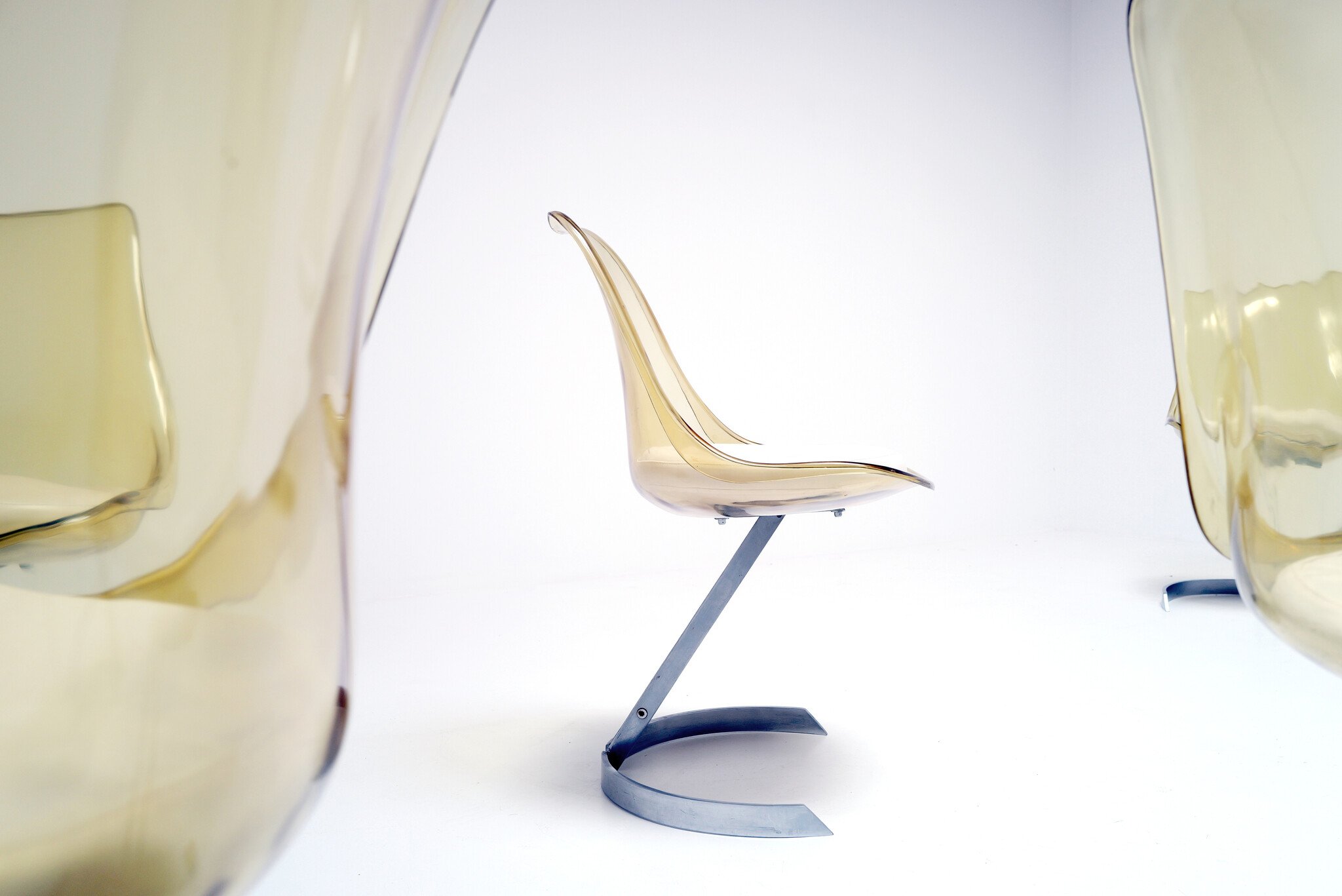 Stoelen acrylglas en chroom van Eurosteel, jaren 70