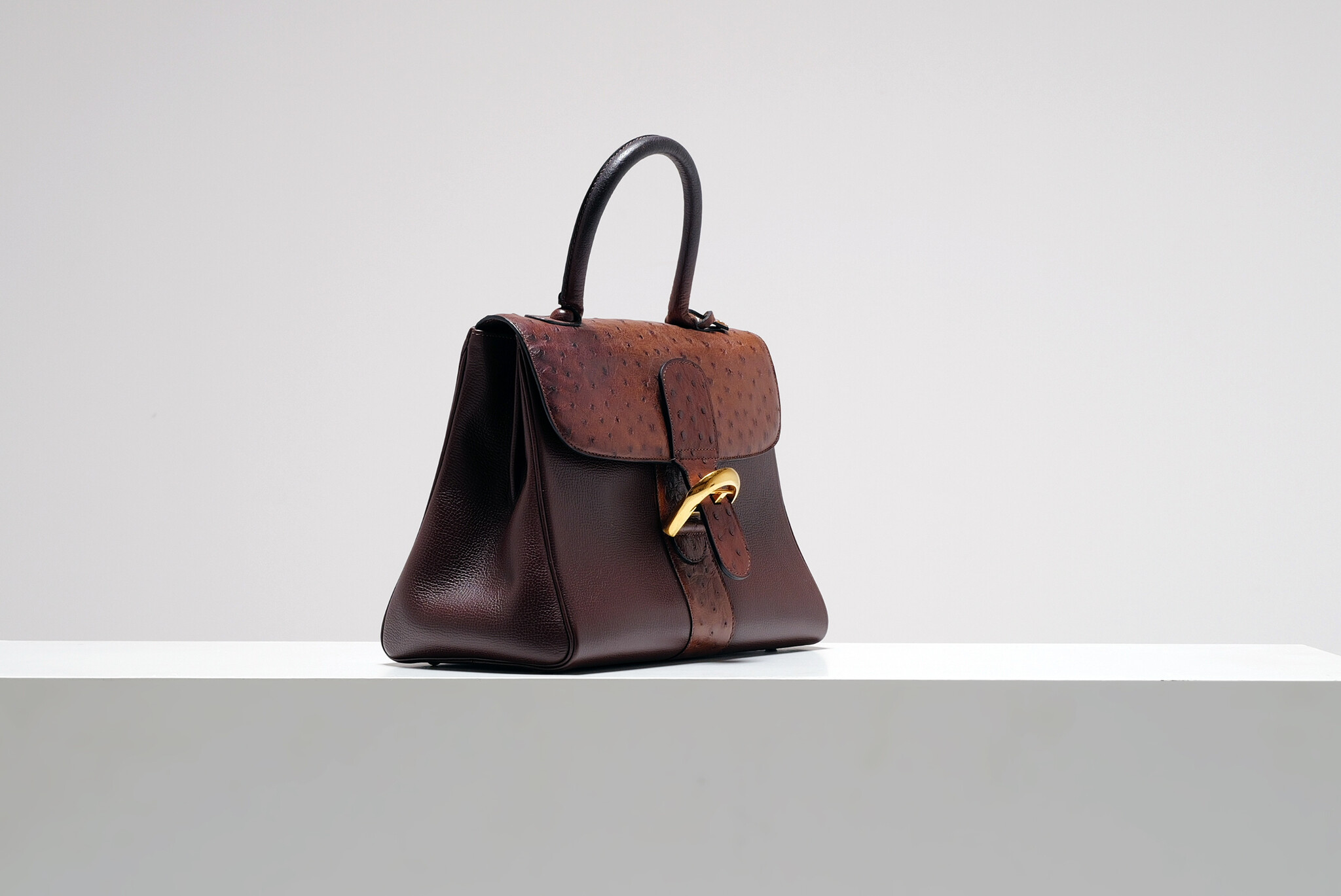 Delvaux Brillant MM in cognac ostrich leather