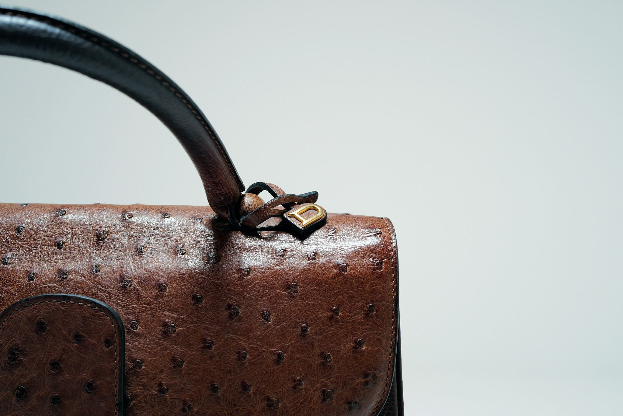 Delvaux Brillant MM in cognac ostrich leather