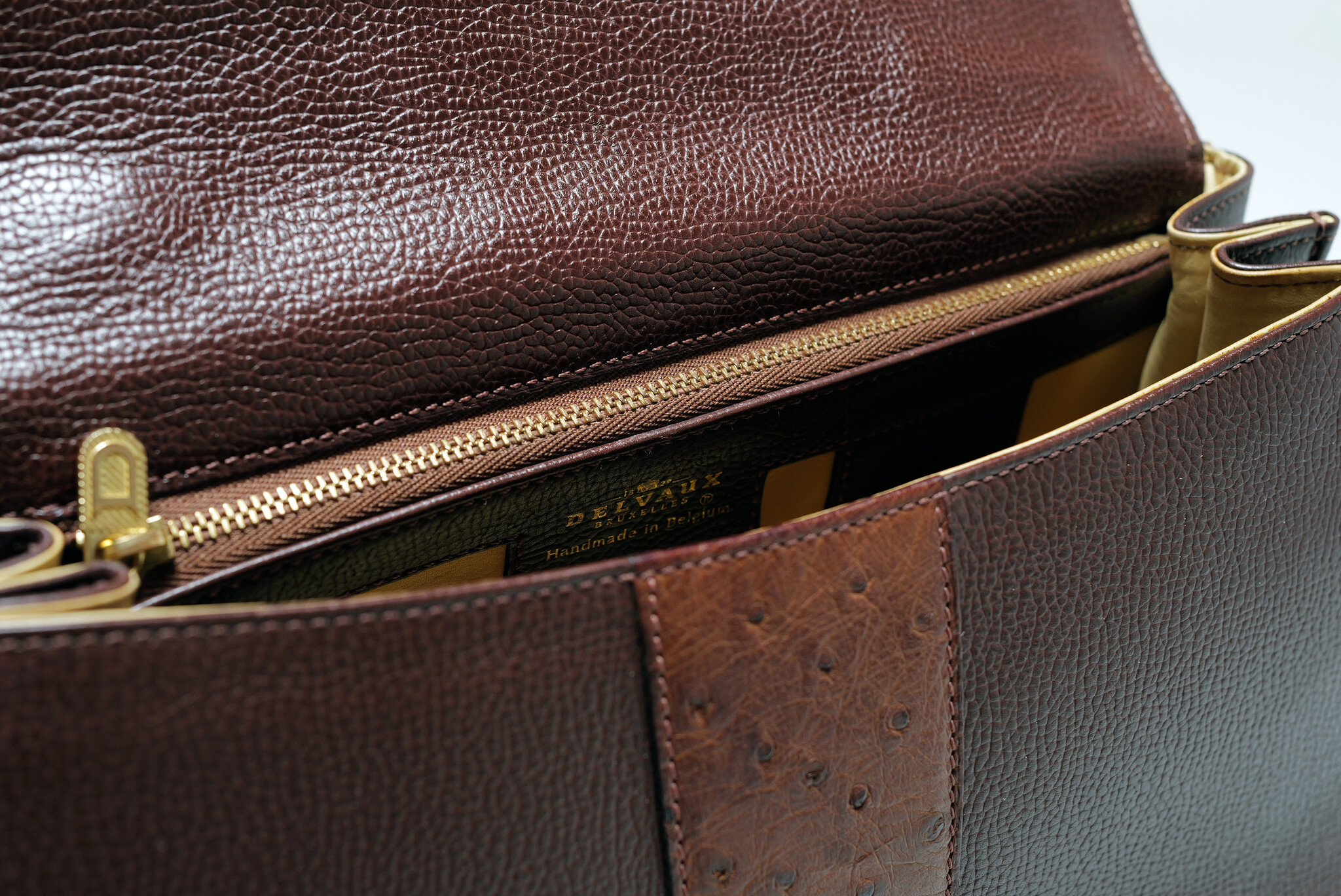 Delvaux Brillant MM in cognac ostrich leather