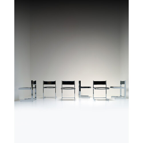 Chaises de salle à manger brutalistes chromées