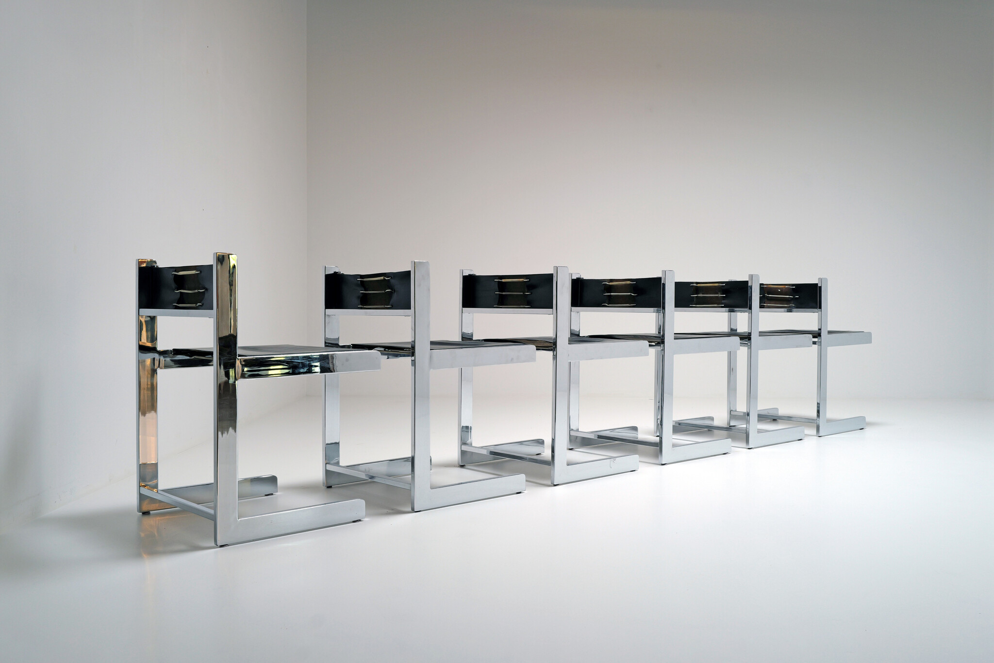 Brutalist chromen dining chairs voor Sigma, België, 1967