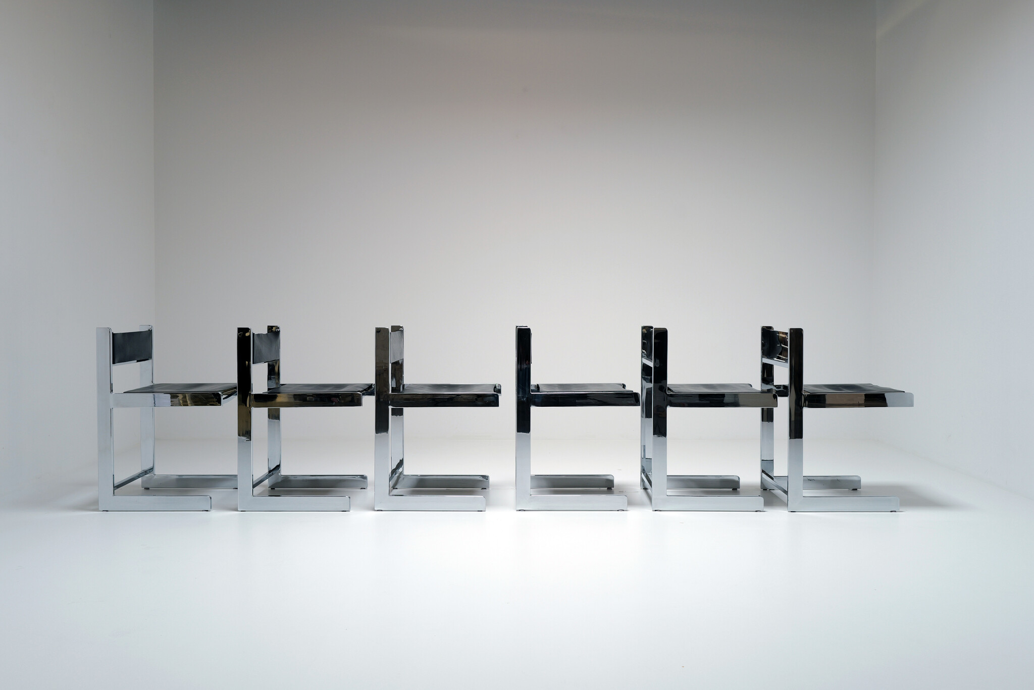 Brutalist chromen dining chairs voor Sigma, België, 1967