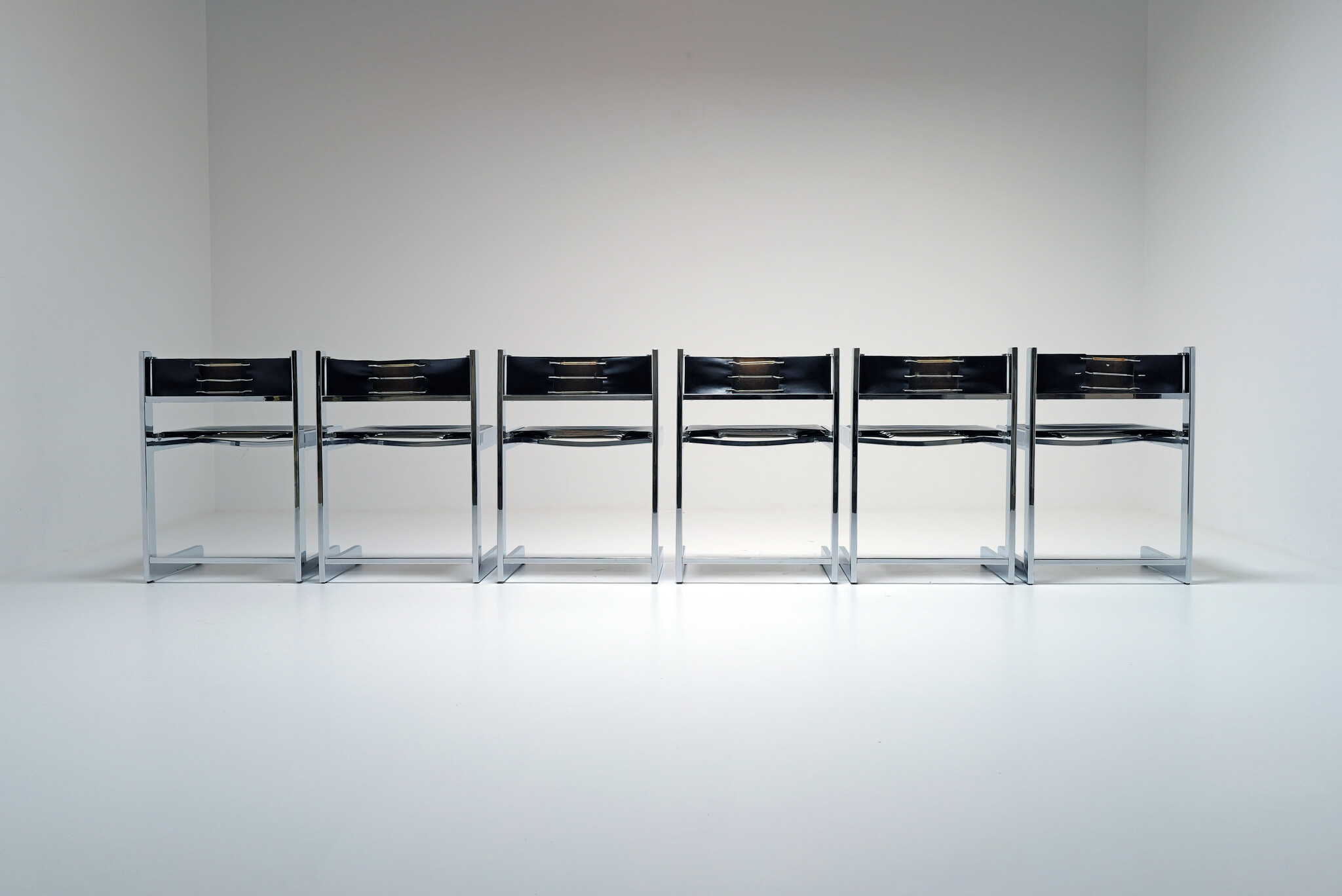 Brutalist chromen dining chairs voor Sigma, België, 1967