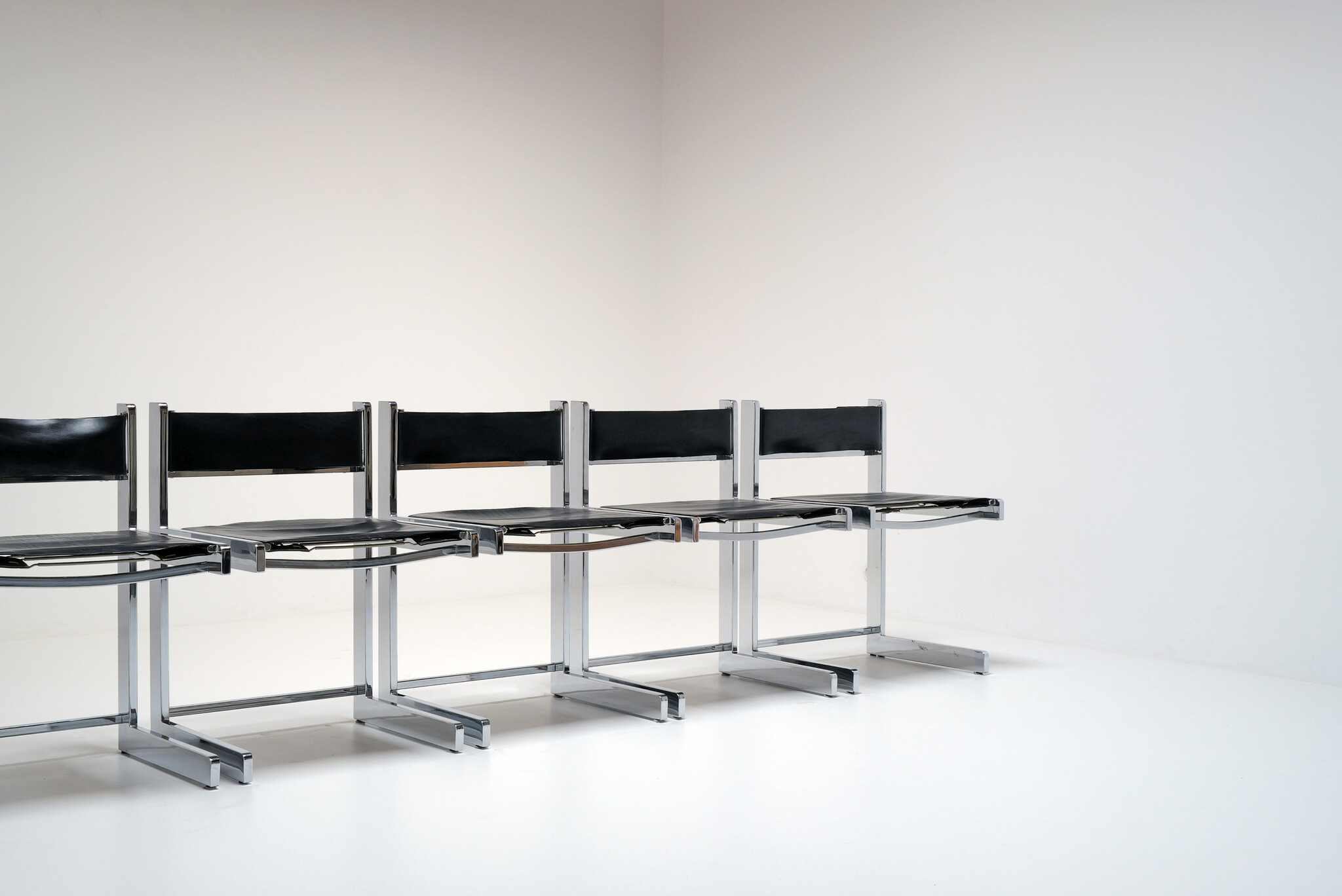 Brutalist chromen dining chairs voor Sigma, België, 1967