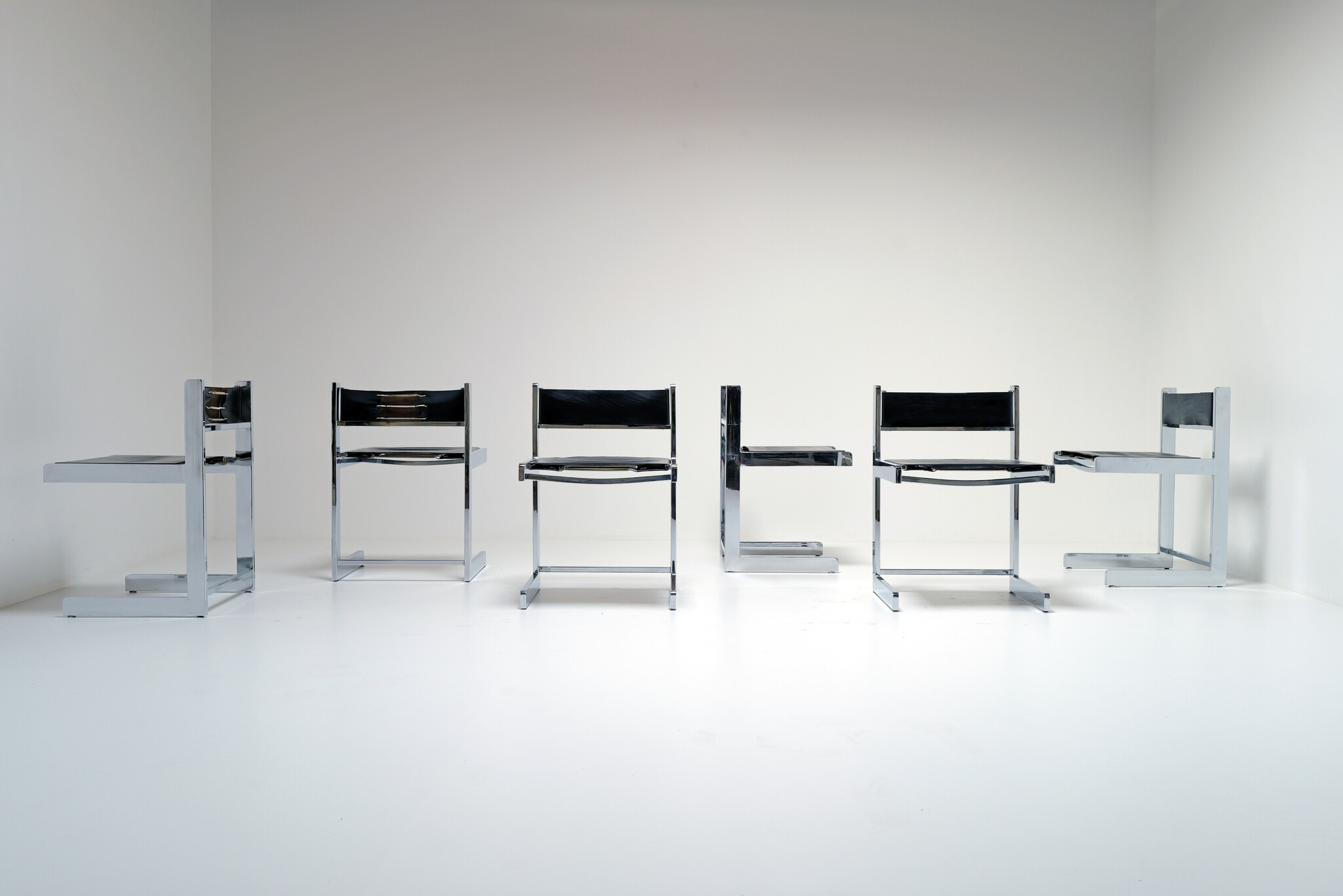 Brutalist chromen dining chairs voor Sigma, België, 1967