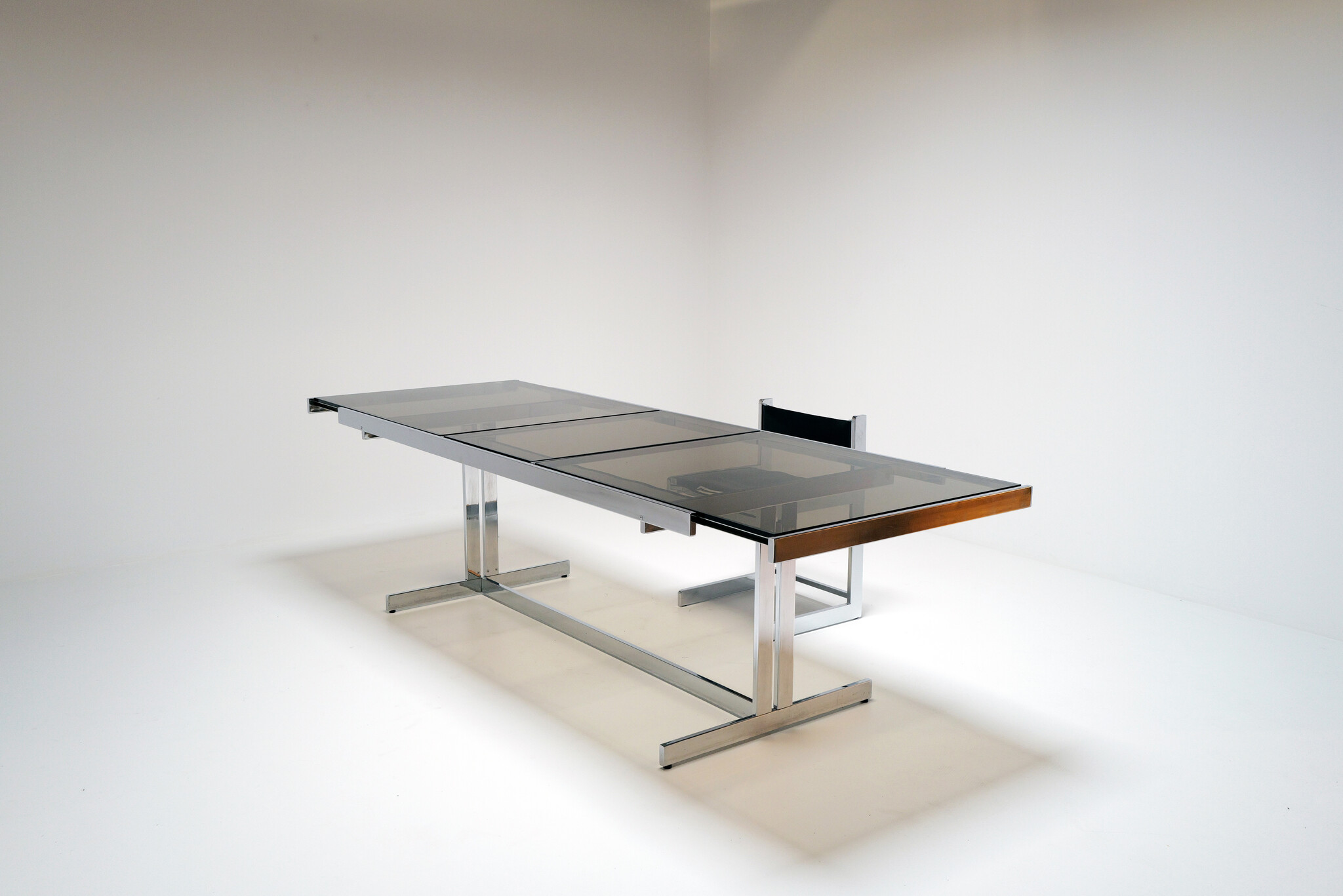 Brutalist chromen eettafel voor Sigma, België, 1967