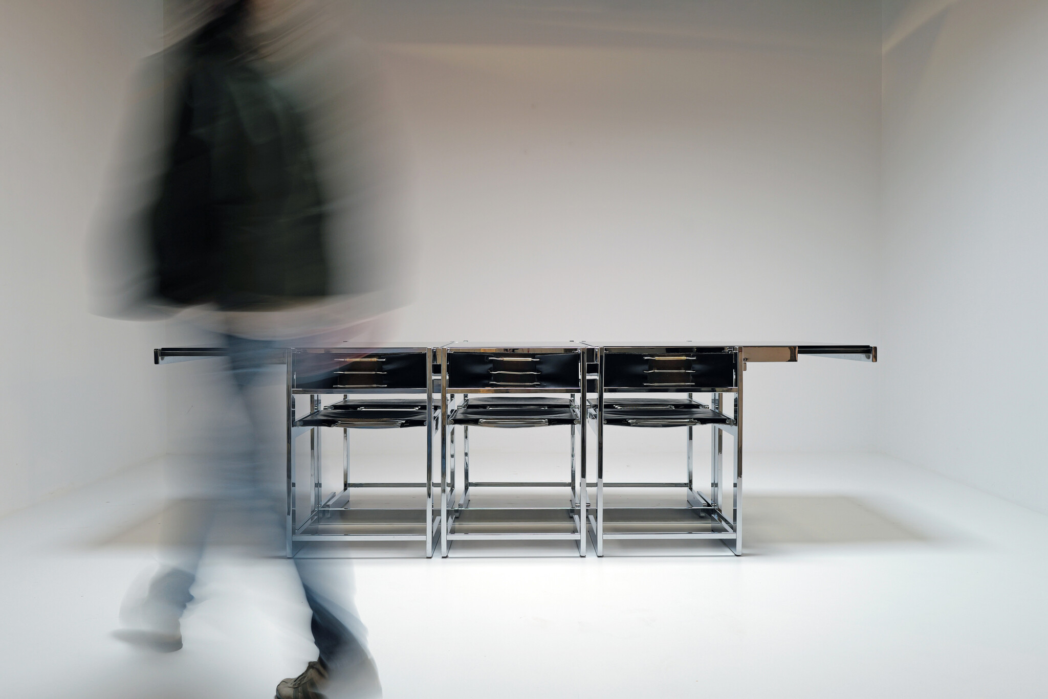 Brutalist chromen eettafel voor Sigma, België, 1967