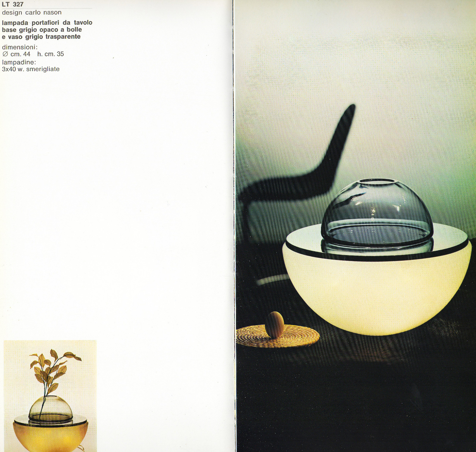 LT327 Table lamp by Carlo Nason for Mazzega, Italy, 1970s