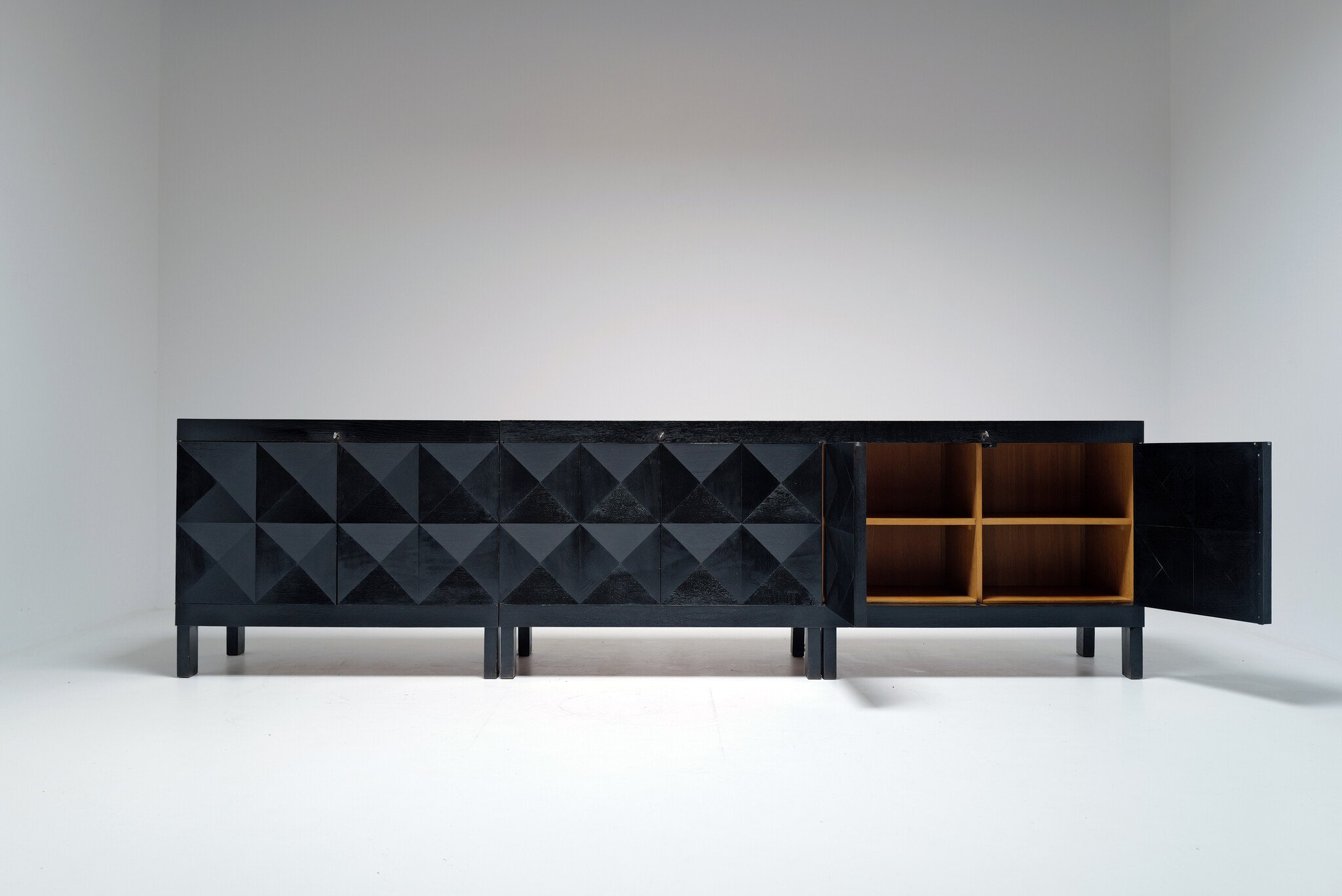 Zeldzame brutalistische sideboard en barkast van J. Batenburg voor E.M.Y, België, 1969