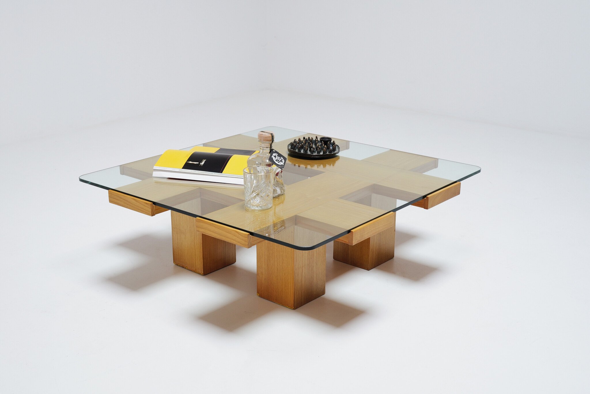 Mid-Century Modern salontafel met grid motief, toegeschreven aan Marco Zanuso, 1960s