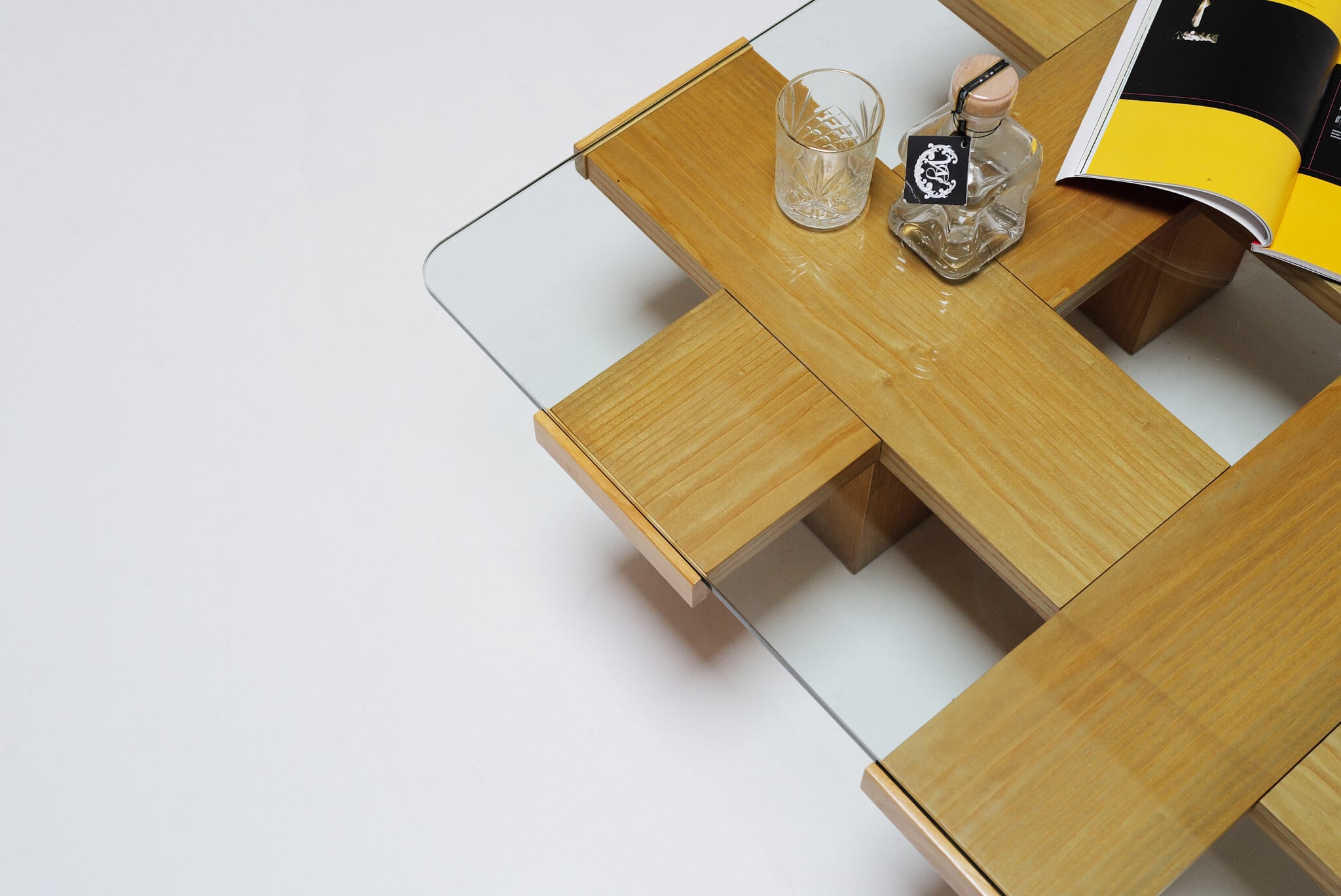 Mid-Century Modern salontafel met grid motief, toegeschreven aan Marco Zanuso, 1960s