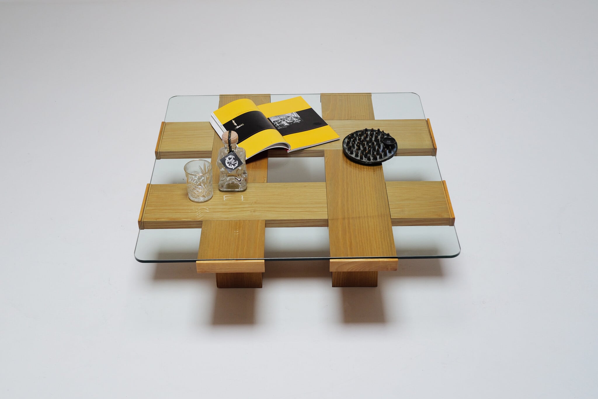 Mid-Century Modern salontafel met grid motief, toegeschreven aan Marco Zanuso, 1960s