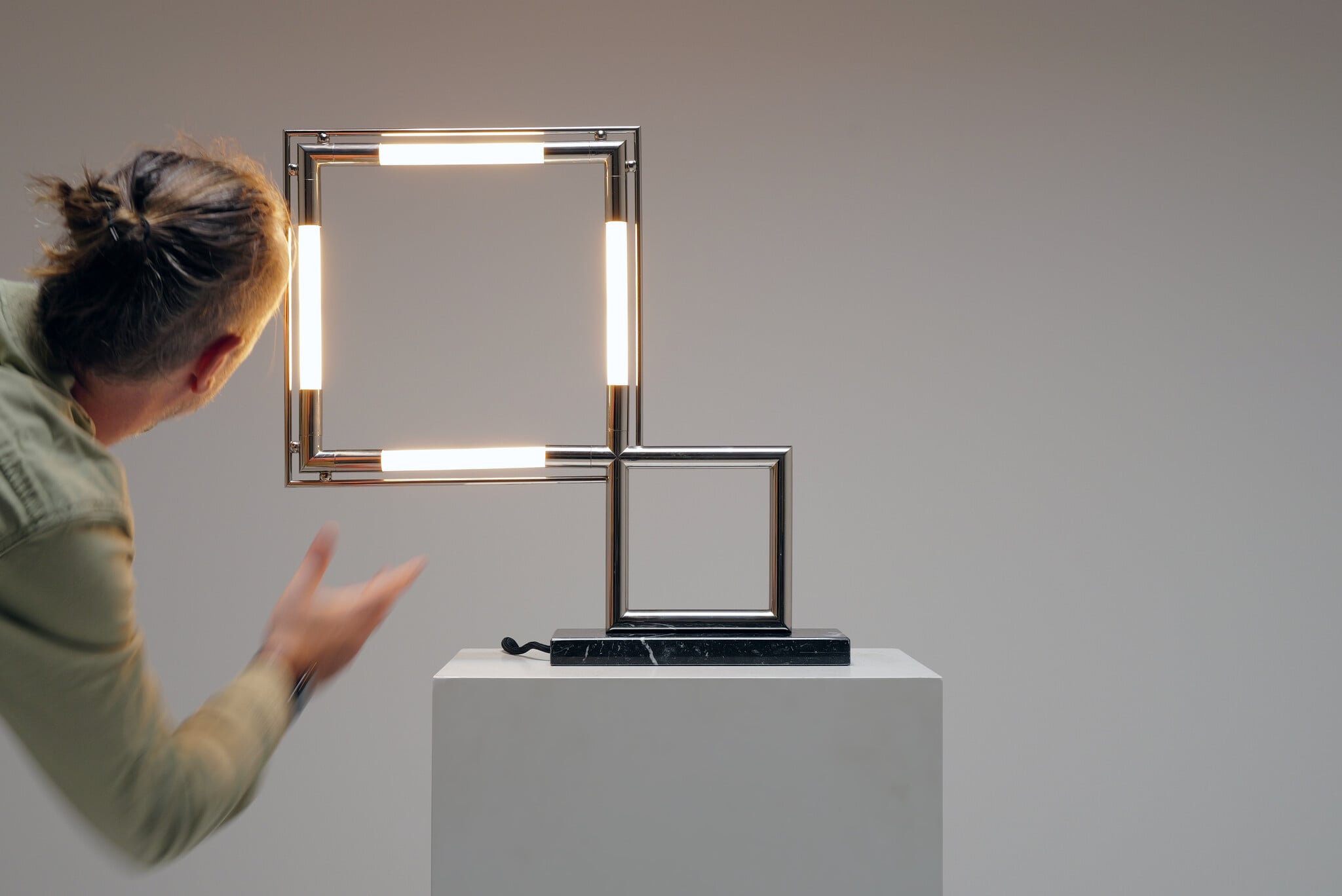 Table Lamp Quadro by Jacques Adnet, 1960s