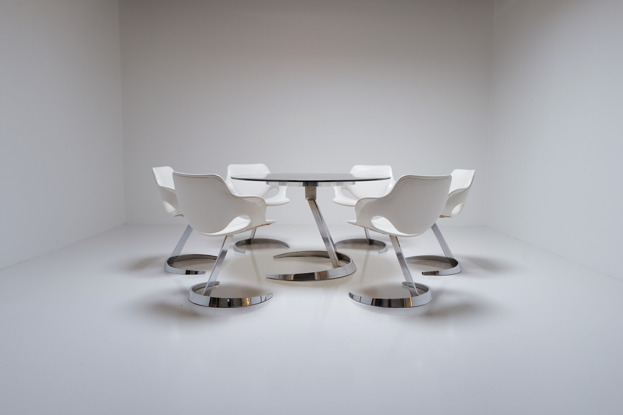 Euro International Steel dining set, België, 1970s