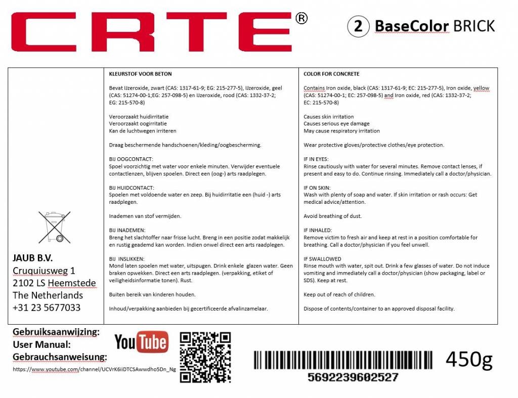 CRTE NR.2 BaseColor, hochwertiger, ultrafeiner Farbstoff, 450 Gramm