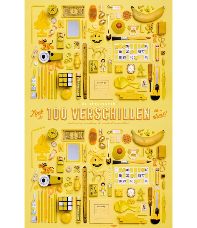 STRATIER XL Poster - Zoek de 100 verschillen - Geel